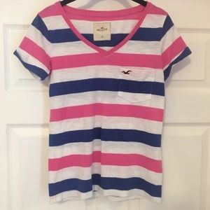 Hollister Pink Blue Stripe Top